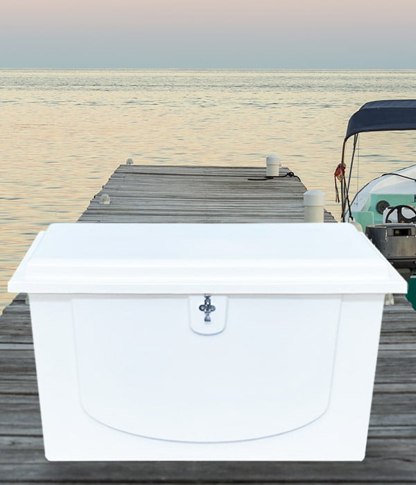 4 foot white fiberglass dock box