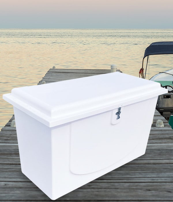 6 foot white fiberglass dock box